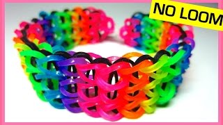 Triple Single Rainbow Loom Bracelet without Loom on Two Forks [upl. by Adolph]