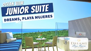 Junior Suite Ocean View  Dreams Playa Mujeres Resort  Full Walkthrough Room Tour  4K [upl. by Ellerihs834]