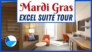 Carnival Mardi Gras Cabin Tour Forward Corner Excel Suite [upl. by Aerdnahc782]