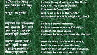 Rig Veda Full Purusha Suktam Devanagari Sanskrit English translationswmv [upl. by Nyl]