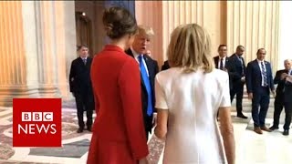 Trump praises Macrons wifes good shape BBC News [upl. by Kenway]