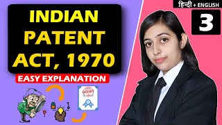 Patent Law  Indian Patent Act 1970  Intellectual Property Rights IPR in Hindi  English EASY [upl. by Ruhtua]