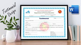 Primary School Student Testimonial Certificate Design in Microsoft Word  School Leaving Certificate [upl. by Anoiuq]