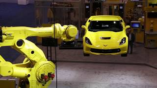 New FANUC M2000iA1700L Robot Lifts Corvette Demonstrating Long Reach amp Heavy Payload [upl. by Ylesara999]