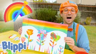 Blippi Creates Spin Art amp Paints  Learns Rainbow Colors For Kids  Educational Videos For Toddlers [upl. by Bili]