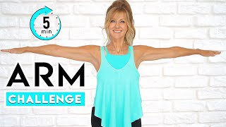 5 Minute Tone Your Arms Workout CHALLENGE No Equipment [upl. by Rothschild]