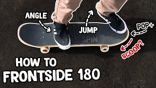 How to Frontside 180  Beginner Skateboard Tricks Tutorial Slow Motion [upl. by Thatcher289]