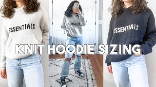 Womens FOG Essentials Knit Hoodie Sizing  Comparing 2 Different Sizes [upl. by Rogergcam]