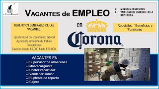 Corona 🍻 Bolsa de trabajo 20222023 💼 Empleo y Vacantes Benéficos Requisitos Postulación [upl. by Lozano]