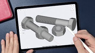 Modeling Bolt and Nut 🔩 on iPad  Shapr3D [upl. by Nrevel]