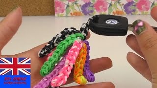 keychain loom bands tutorial  rainbow loom key chain  easy step by step tutorial [upl. by Aire]