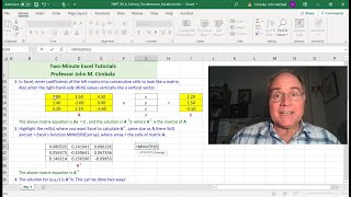 Excel Tutorial 06 Solving Simultaneous Equations [upl. by Nivrac620]