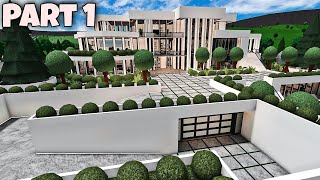 Bloxburg Modern Mega Mansion Speedbuild Part 15 Exterior [upl. by Friedlander570]