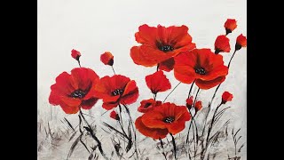 How to paint poppies in 5 minutes  Come dipingere i papaveri in 5 minuti [upl. by Johna448]