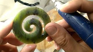 Carving a pounamu koru [upl. by Arnelle294]