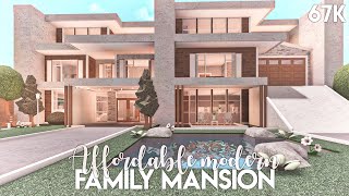 Affordable Modern Family Mansion  Bloxburg Build [upl. by Ateekal]