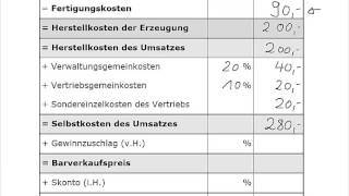 KLR  Kostenrechnung  Angebotskalkulation [upl. by Lennod]