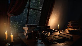 VICTORIAN AMBIENCE l Writers Room with Classic Music l Writing sound with Cozy Rain for Relaxing [upl. by Pail]