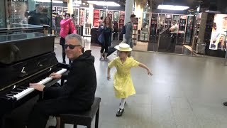 Tiny Dancer Astonishes Street Pianist [upl. by Reiss]