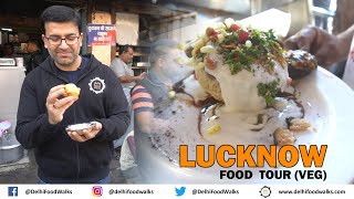 LUCKNOW Vegetarian Food Tour  Malai Paan  BASKET CHAAT  Matar  MAKHAN MALAI  KALI Gajar HALWA [upl. by Ebenezer]