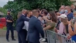 Watch French President Macron get slapped across the face while in southern France [upl. by Anerul]