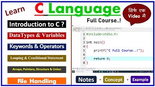 C Programming Full Course Hindi  Learn Coding [upl. by Colb]