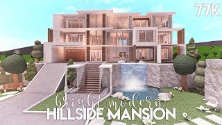 Bright Modern Hillside Mansion  Bloxburg Build [upl. by Anairo481]