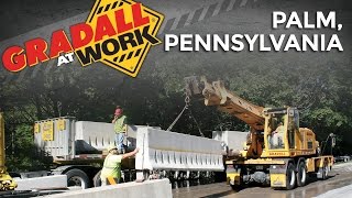 Gradall At Work Palm PA  Setting Jersey Barriers [upl. by Aiveneg]