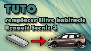 TUTO remplacer filtre habitacle Renault Scénic 3 how to replace cabin air filter [upl. by Tlok]