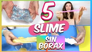 CÓMO HACER SLIME SIN BÓRAX 5 RECETAS  Ideas FACILES DIY [upl. by Septima]