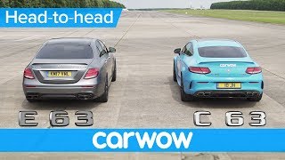 MercedesAMG E63 S vs C63 S drag race amp rolling race  is there really much difference  Head2Head [upl. by Aerdnahc]