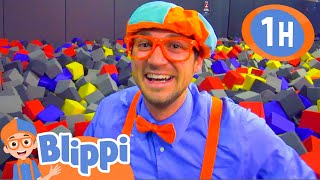 Blippi Visits an Indoor Trampoline Park Boom Shaka  1 HOUR OF BLIPPI TOYS [upl. by Tarabar423]