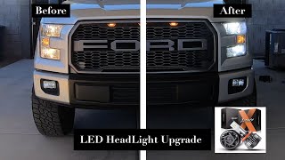 2016 Ford F150 LED HeadLight Bulb Conversion Before amp After [upl. by Nhtanhoj]