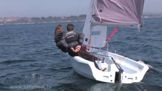 How to Sail  How to tack turn around a two person sailboat [upl. by Orgalim166]