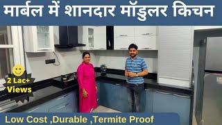 New Modular Kitchen Tour 2023 I Marble Kitchen I Laminate Finish I Kitchen Design Ideas I [upl. by Zsazsa]