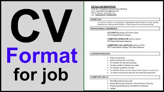 Free Download CV Format for Job  Simple CV Format in Word [upl. by Bil]