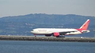 Air India 777200 Departing From San Francisco International Airport [upl. by Rheinlander]