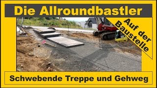 Schwebende Betonstufen und Gehwegplatten verlegen [upl. by Yellhsa]