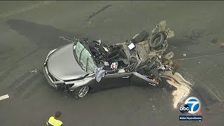 DASHCAM 1 killed 3 hurt in chainreaction crash on 15 Freeway I ABC7 [upl. by Aliza112]