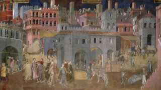 Ambrogio Lorenzetti Palazzo Pubblico frescos Allegory and effect of good and bad government [upl. by Nibroc]