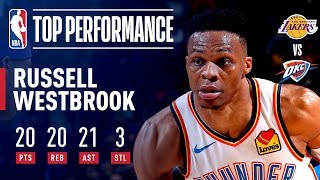 Russell Westbrook Becomes 2ndEVER To Post 20p20a20r In A Game  April 2 2019 [upl. by Daniela]