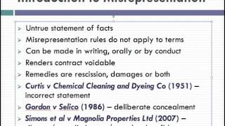 Misrepresentation Lecture 1 of 4 [upl. by Ceporah]