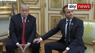 Donald Trump and Emmanuel Macron turn frosty [upl. by Vernen]