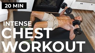 20 Min INTENSE Chest Workout at Home Dumbbells amp Push Ups GROW YOUR CHEST [upl. by Ekram]