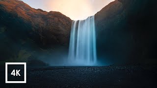 Waterfall Sounds for Sleep at Skógafoss in Iceland  4k 1 Hour ASMR [upl. by Thirza996]