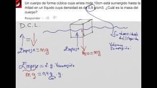 Como calcular la masa de un cuerpo sumergido empuje hidrostática [upl. by York]