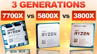 3 Generations TESTED — AMD 7700X vs 5800X vs 3800X [upl. by Waine988]