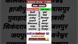 Safe Zone Railway Group D कौन से zone की cutoff कम जाएगी RRB Group D Danzer zone railway short [upl. by Wertheimer186]