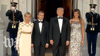 Trumps welcome Frances Macrons for state dinner [upl. by Farhi660]