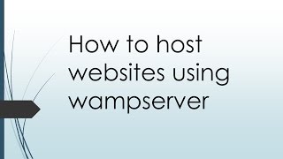 How to host websites using wampserver [upl. by Imeon]